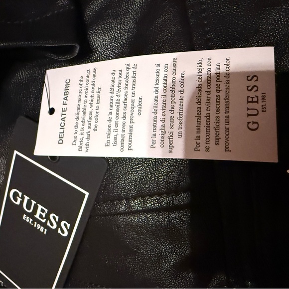NWT- Current GUESS Women's Black Leather Jacket S small - fitted / biker jacket - Picture 11 of 12